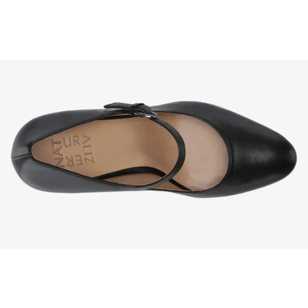 Naturalizer Black Leather Mary Jane Heels